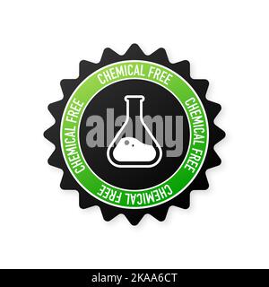 Chemikalienfreies grünes Umrisssymbol auf weißem Hintergrund. Vektorgrafik Stock Vektor