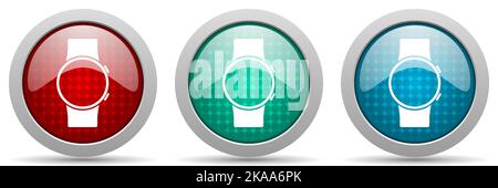 Smartwatch, Smartwatch-Vektor-Icon-Set, glänzende Web-Buttons-Kollektion Stock Vektor