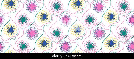 Nahtloses Vektor-Muster aus Blättern und Blumen Stock Vektor