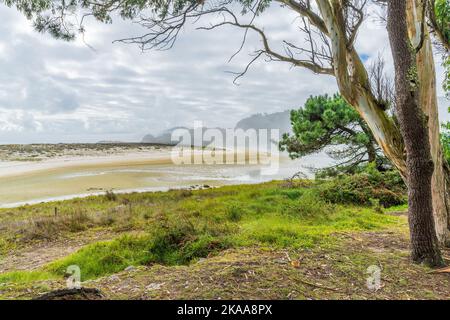 Schöner Strand von Rodas, auf den Cies-Inseln in Galicien, Spanien. Stockfoto