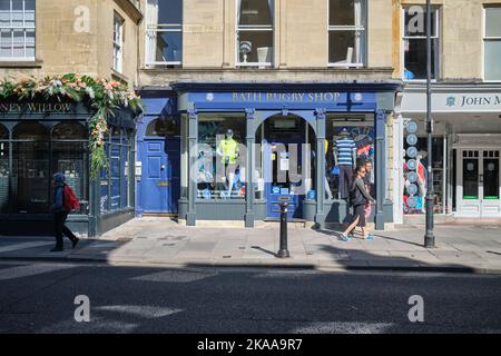 Bath Rugby Shop in der City of Bath Somerset England, Großbritannien Stockfoto