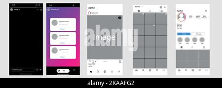 Kiew, Ukraine, 2. November 2022: Motscup Instagram mobile Anwendung für Geschichten, Beiträge, Videos, Fotos, Bilder, Usw. Stock Vektor