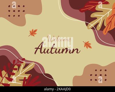 Handgezeichnet flach zur Begrüßung der Herbst Feier Vektor-Illustration Stock Vektor
