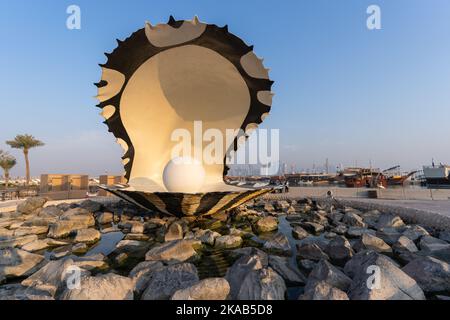 Pearl Monument in Doha corniche, Katar. Stockfoto