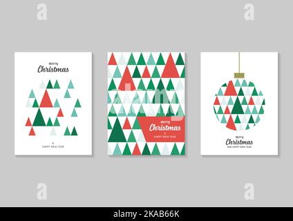 Weihnachts-Geschenkkarten Kollektion. Frohe Weihnachten Grußkarte Set. Vektorgrafik Stock Vektor