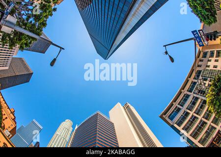 Blick auf den Wolkenkratzer in der Innenstadt von Los Angeles Stockfoto