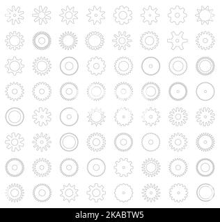 Verschiedene Zahnräder mit verschiedenen Größen Stock Vektor