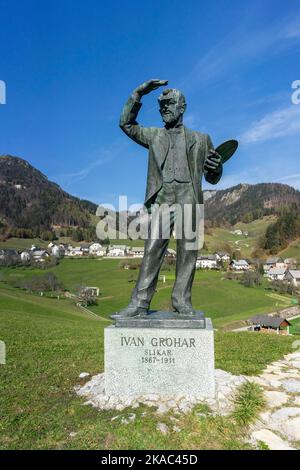 Statue des berühmten slowenischen Malers Ivan Grohar Stockfoto