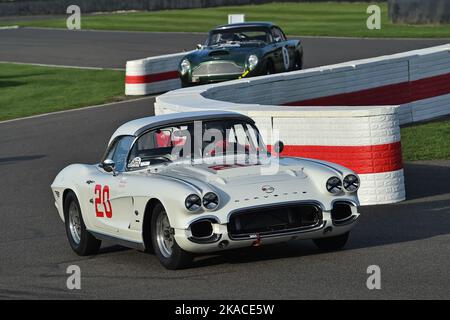 Peter James, Alan Letts, Chevrolet Corvette C1, Stirling Moss Memorial Trophy, mit GT-Autos mit geschlossenem Cockpit, die vor 1963, eine Stunde, Stockfoto