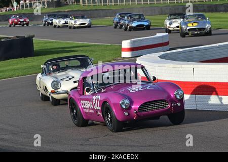 Mike Whitaker, Andrew Jordan, AC Cobra, Dessous, Stirling Moss Memorial Trophy, mit GT-Autos mit geschlossenem Cockpit, die vor 1963 Rennen fuhren, ein einh Stockfoto