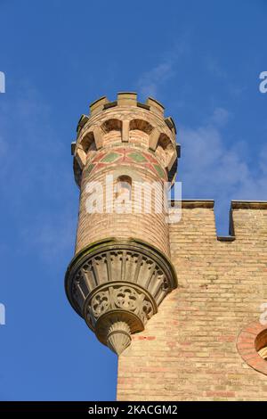 Detail, Zinne, Dampfmaschinenhaus, Park Babelsberg, Potsdam, Brandenburg, Deutschland Stockfoto