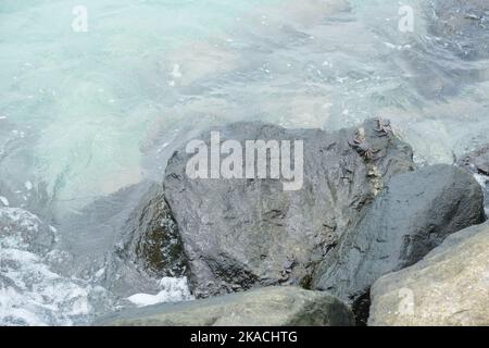 Kleine Krabbe auf dem Felsen bei Rasdhoo, Maldvies. Stockfoto