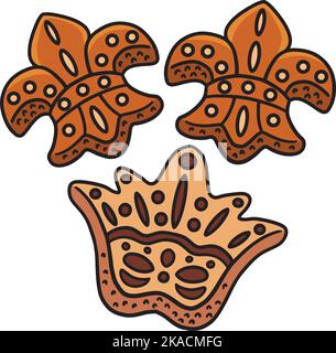 Mardi Gras Cookies Cartoon Coloured Clipart Stock Vektor