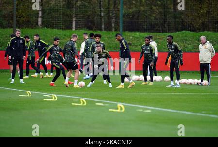 Manchester United Spieler während einer Trainingseinheit im Aon Training Complex, Carrington. Bilddatum: Mittwoch, 2. November 2022. Stockfoto