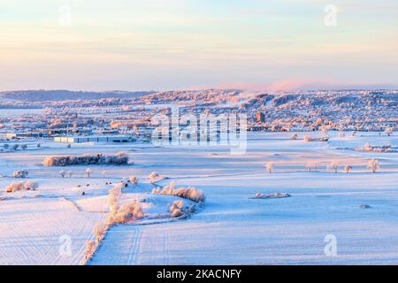 Schöne Winterlandschaft Blick auf die Landschaft Stockfoto