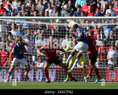 31.. August 2013- Barclays Premiership - Cardiff City vs Everton - Sylvain Distin von Everton kommt von einer Everton Ecke - Foto: Paul Roberts/Pathos. Stockfoto