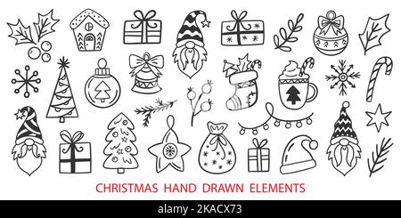 Weihnachts-Design-Element in Doodle-Stil-Kollektion Stock Vektor