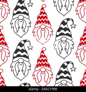 Vektor Frohe Weihnachten Gnome Nahtloses Muster Stock Vektor