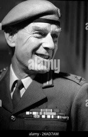 General Sir Peter Edgar de la Cour de la Billière ehemaliger Offizier der britischen Armee, Direktor der SAS während der Belagerungszeit der iranischen Botschaft und Oberbefehlshaber der britischen Streitkräfte während des Golfkrieges. Foto: Gilbert Adams / Tony Henshaw Archive Stockfoto