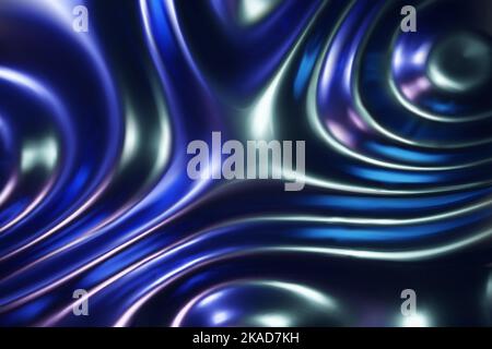 Blau flüssig geschmolzenes Metall abstrakt gewellten Hintergrund mit Licht reflektiert Stock Vektor