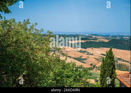 Montepulciano und das Val D'Orcia. Magische Toskana. Stockfoto