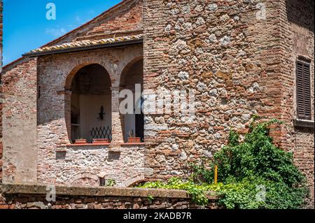 Montepulciano und das Val D'Orcia. Magische Toskana. Stockfoto