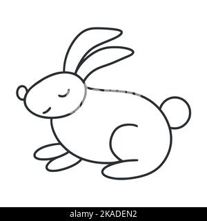 Linienzeichnung Kaninchen isolierte Vektordarstellung Stock Vektor