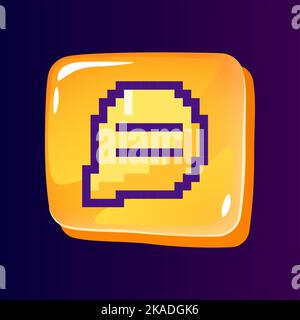 Nachricht im Chat Hochglanz-ui-Taste mit verpixeltem Farbsymbol Stock Vektor