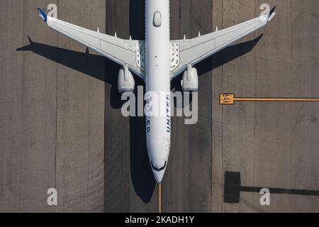 BOEING 737-900 MAX UNITED AIRLINES der schwerste Flughafen der Welt, Los Angeles Int. Ist der wichtigste internationale Flughafen, der Los Angeles und die umliegende Metropolregion bedient. 12. Oktober 2022. Foto von Thomas Arnoux/ABACAPRESS.COM Stockfoto