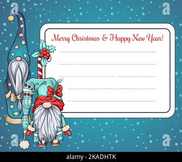 Weihnachtsbriefvorlage mit Gnomen Stock Vektor