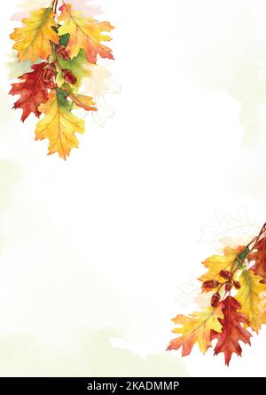 Aquarell Vorlage im Herbst bunt. Aquarell natürliche Kunst, Herbst Hintergrund perfekt für Einladungen, oder Grußkarten, Werbung, Poster, Witz Stock Vektor