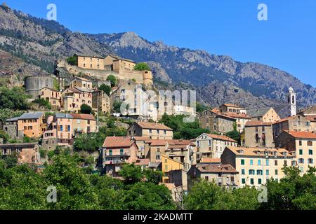 Die Zitadelle aus dem 18.. Jahrhundert von Corte (Adlerhorst) in Corte (Haute-Corse) auf der Insel Korsika, Frankreich Stockfoto