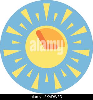 Symbol „Heizzeit“. Sonnensymbol. Heiße Uhr Stock Vektor