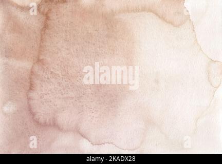 Aquarell Pastell beige Gradient Hintergrundstruktur, handbemalt. Aquarelle hellbrauner ombre Hintergrund, Flecken auf Papier. Stockfoto