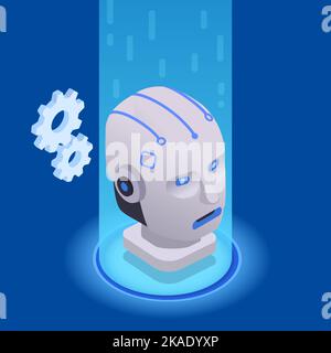Web 3,0 Technologie isometrisches Konzept mit künstlicher Intelligenz Symbol Vektor Illustration Stock Vektor