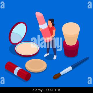 Kunst und kreative Berufe isometrisches Konzept Darstellung Make-up Blogger Vektor Illustration Stock Vektor