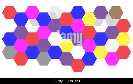 Eine Vektordarstellung der farbigen sechseckigen Geometrie, isoliert auf weißem Hintergrund Stock Vektor