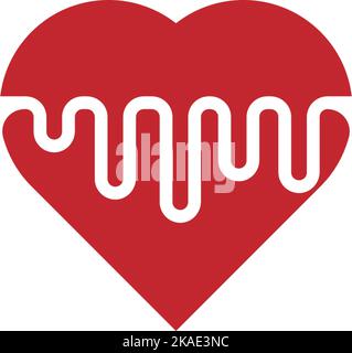 Ein Vektor einer roten Herzform mit einem pulsierenden Muster auf weißem Hintergrund Stock Vektor