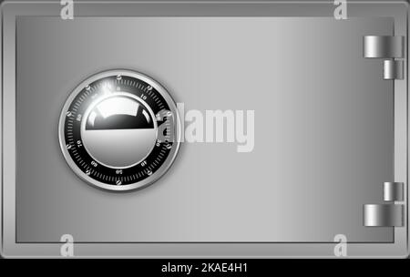 Geschlossene Stahlbank-Safe-Tür mit Kombinationsschloss realistische Zusammensetzung Vektor-Abbildung Stock Vektor