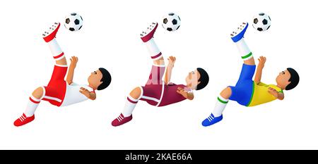 3D Fußballspieler macht einen Scherenstoß Stockfoto