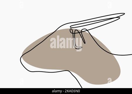 Ein digitaler Darstellungsvektor eines einzeiligen Büffeldesigns mit brauner Farbe Stock Vektor