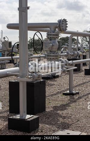 Detail von Erdgastransport-Zwischenstation. Foto von 2008. Stockfoto