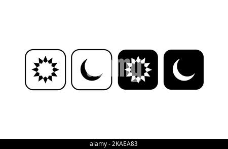 Vektor-Tag-Nacht-Schalter. Design der Benutzeroberfläche für mobile Apps. Schalter für Dunkelmodus. Gadget-Anwendung für Tag- und Nachtmodus. Helles und dunkles Symbol. So und Mo Stock Vektor