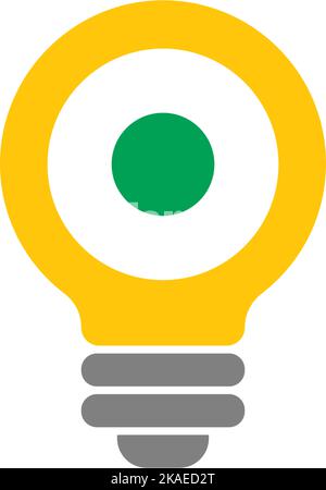 Eine Vektordarstellung eines grünen Kreises in einem gelben Glühbirnensymbol – Energiesparkonzept Stock Vektor