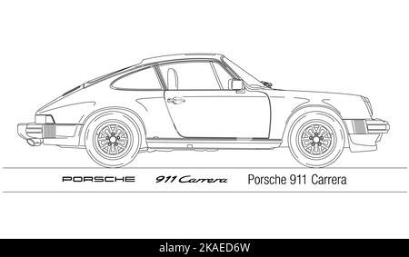 Deutschland, Jahrgang 1974, Porsche 911 Carrera, Oldtimer, Darstellung skizziert Stockfoto