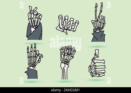 Knochenhandschild, halloween Clip Art im flachen Design Stock Vektor