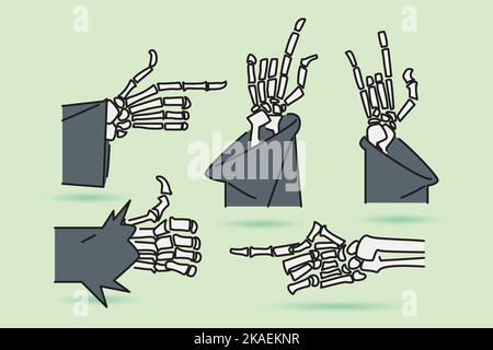 Knochenhandschild, halloween Clip Art im flachen Design Stock Vektor