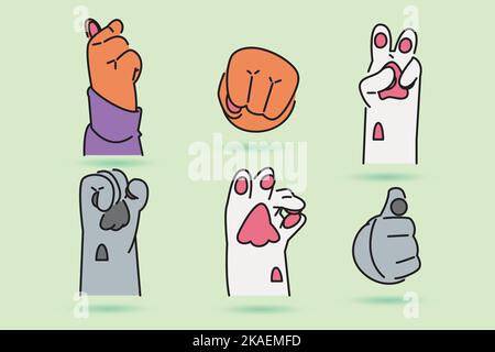 Katzenhandillustration, Katzensignatur in flachem Design Stock Vektor