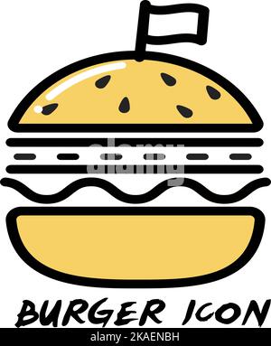 Eine Vektordarstellung des Burger-Symbols, isoliert auf weißem Hintergrund Stock Vektor