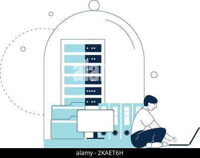 Informationssicherheit. Speicherschutz. Cyber-Datenschutzdienst Stock Vektor